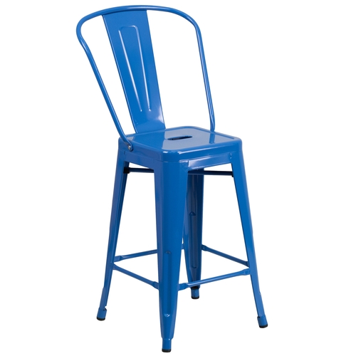 Flash Furniture CH-31320-24GB-BL-GG 24" H Blue Counter Height Vertical Slat Back Bar Stool