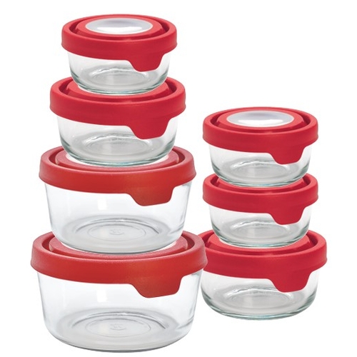 Anchor Hocking 13119L20R Premium Round Glass Food Storage Set - 15 Pieces