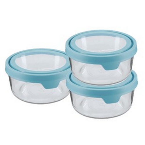 Anchor Hocking 13285L20 Premium Round Glass Food Storage Set - 6 Pieces