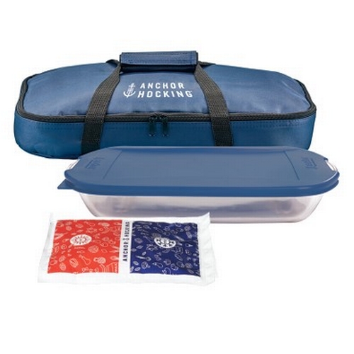 Anchor Hocking 13228L20 Essentials Embrace 3 Qt. Bake Dish Tote Set w/ 4 Pieces