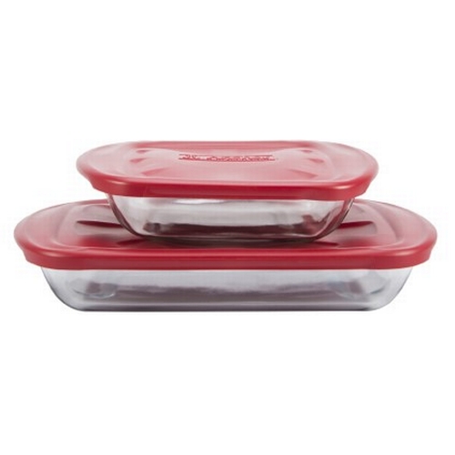 Anchor Hocking 91036L20 Essentials Glass Bakeware Bundle w/ Cherry Lids - 4 Pieces