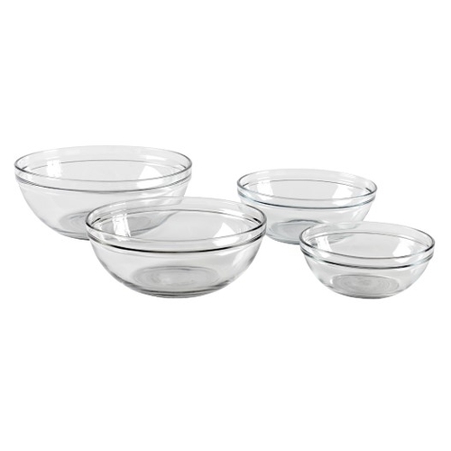 Anchor Hocking 91054L20 Mix & Measure Glass Nesting Mixing Bowl Set - 4 Pieces