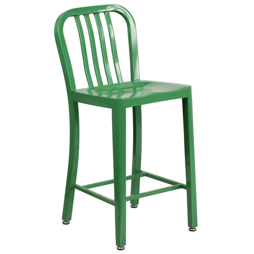 Flash Furniture CH-61200-24-GN-GG 24" H Green Vertical Slat Back Steel Bar Stool