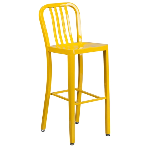 Flash Furniture CH-61200-30-YL-GG 30"H Yellow Vertical Slat Back Metal Bar Stool