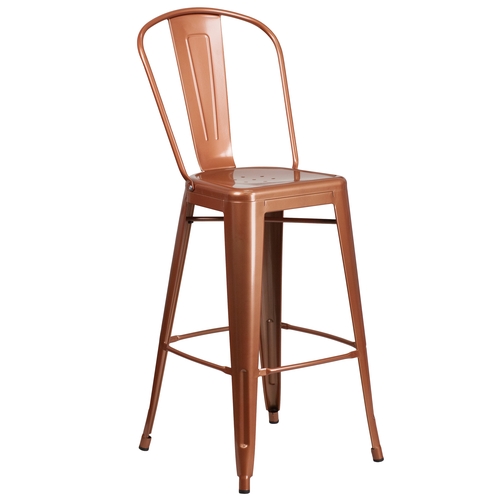 Flash Furniture ET-3534-30-POC-GG 30"H Copper Curved Slat Back Metal Barstool