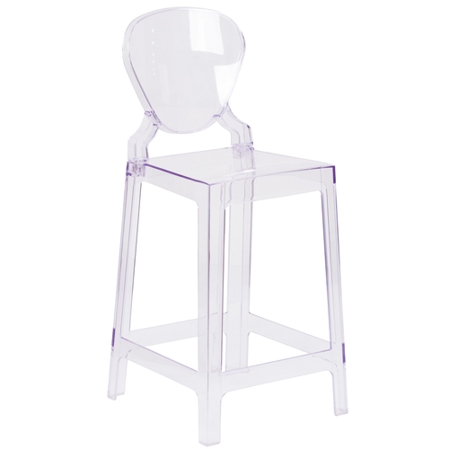 Flash Furniture OW-TEARBACK-24-GG Ghost 24"H Tear Back Transparent Crystal Counter Stool