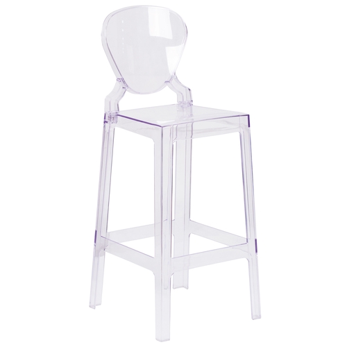 Flash Furniture OW-TEARBACK-29-GG Ghost 29"H Tear Back Transparent Crystal Bar Stool