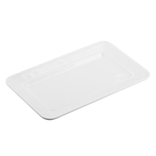 TableCraft 11772 Ridge 13" x 8" White Melamine Rectangular Serving Platter