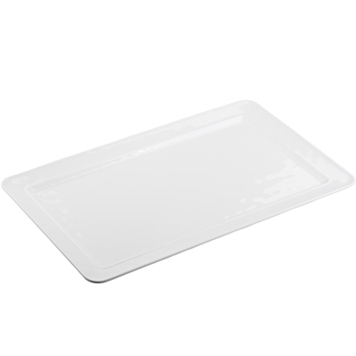 TableCraft 11774 Ridge 21" x 13" White Melamine Rectangular Serving Platter