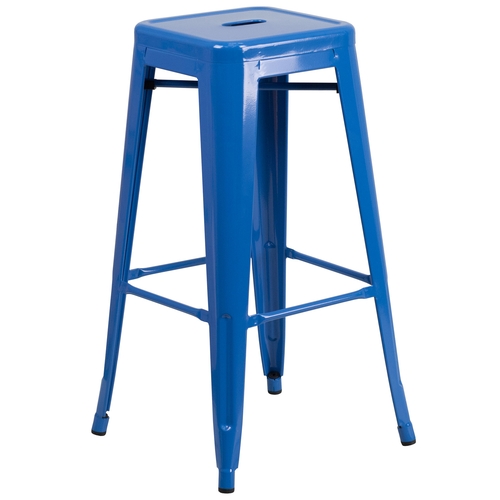 Flash Furniture CH-31320-30-BL-GG 30"H Backless Blue Metal Barstool