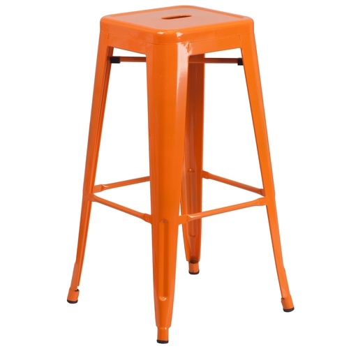 Flash Furniture CH-31320-30-OR-GG 30"H Backless Orange Metal Barstool