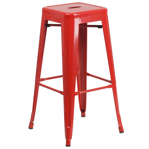 Flash Furniture CH-31320-30-RED-GG 30"H Backless Red Metal Barstool
