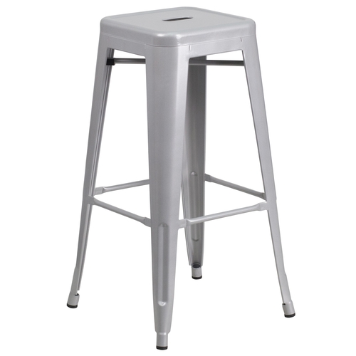 Flash Furniture CH-31320-30-SIL-GG 30"H Backless Silver Metal Barstool