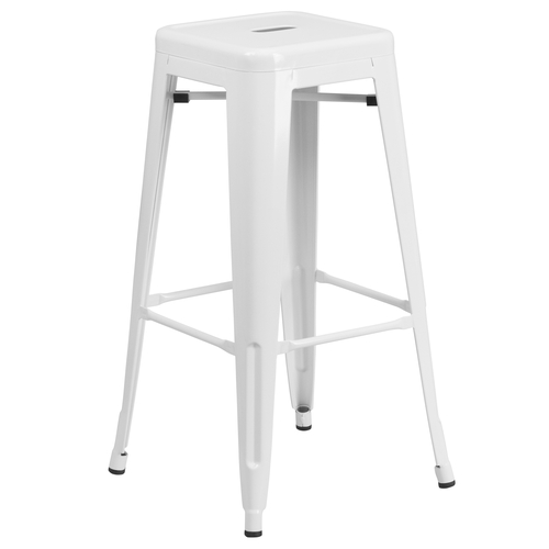 Flash Furniture CH-31320-30-WH-GG 30"H Backless White Metal Barstool