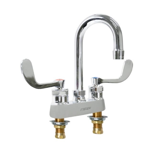 Fisher 84800 4" Deck-Mount Wrist-Handle Faucet w/ 6" Gooseneck Spout