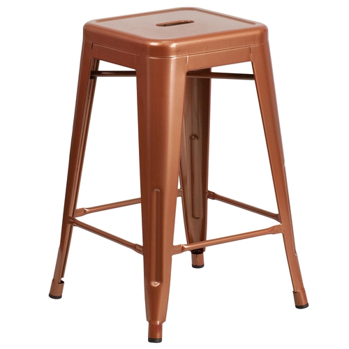 Flash Furniture ET-BT3503-24-POC-GG 24"H Copper Stackable Backless Metal Barstool