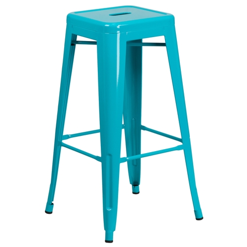 Flash Furniture ET-BT3503-30-CB-GG 30"H Crystal Blue Stackable Backless Metal Barstool