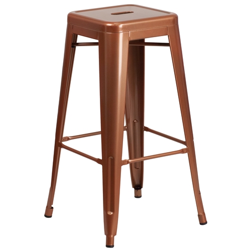 Flash Furniture ET-BT3503-30-POC-GG 30"H Copper Stackable Backless Metal Barstool