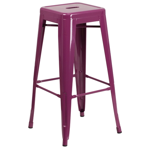 Flash Furniture ET-BT3503-30-PUR-GG 30"H Purple Stackable Backless Metal Barstool