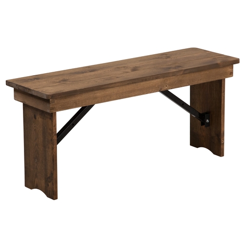 Flash Furniture XA-B-40X12-GG Hercules 40" x 12" Solid Pine Folding Rustic Farm Bench