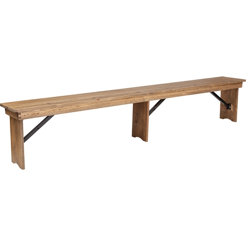 Flash Furniture XA-B-96X12-L-GG Hercules 96" x 12" Solid Pine Folding Rustic Farm Bench