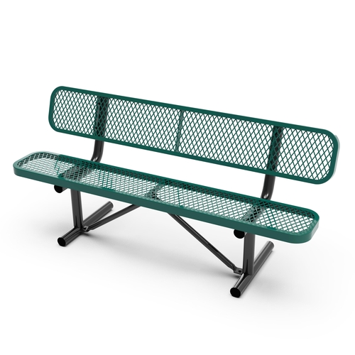 Flash Furniture SLF-AG4HUT2-GN-GG Sigrid 6' Outdoor Bench w/ Green Metal Mesh Seat & Backrest