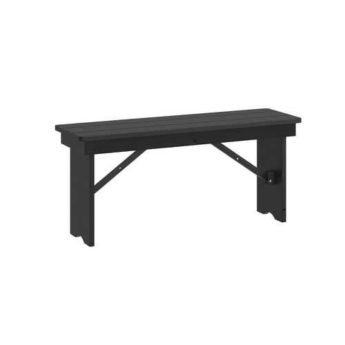 Flash Furniture XA-B-40X12-BW-GG Hercules 40"x12" Black Solid Pine Folding Rustic Farm Bench