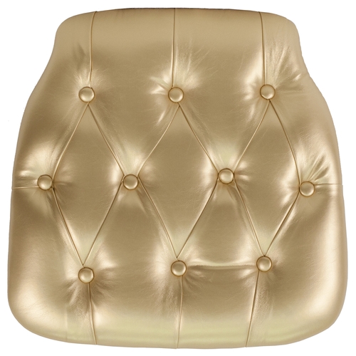 Flash Furniture SZ-TUFT-GOLD-GG 15.75" x 15.75" Gold Tufted Vinyl Chiavari Chair Cushion