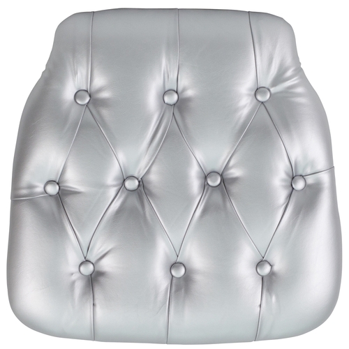 Flash Furniture SZ-TUFT-SIL-GG 15.75" x 15.75" Silver Tufted Vinyl Chiavari Chair Cushion