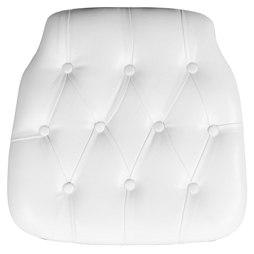 Flash Furniture SZ-TUFT-WHITE-GG 15.75" x 15.75" White Tufted Vinyl Chiavari Chair Cushion