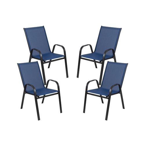 Flash Furniture 4-JJ-303C-NV-GG Brazos 21.25" x 29" Blue Stacking Patio Chair - 4 Each