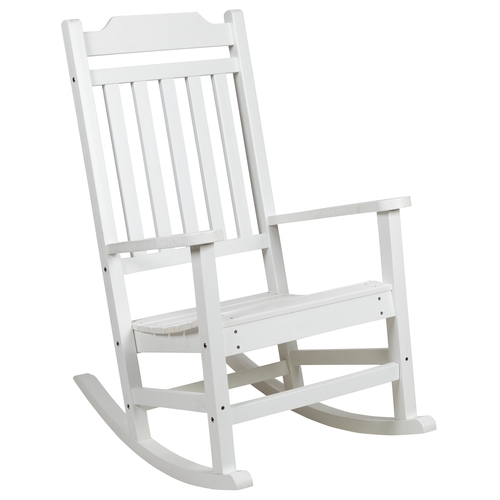 Flash Furniture JJ-C14703-WH-GG 35" x 25.63" White Faux Wood Polystyrene Rocking Chair