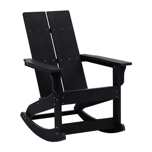 Flash Furniture JJ-C14709-BK-GG Finn 38" x 29" Black Polystyrene Adirondack Rocking Chair