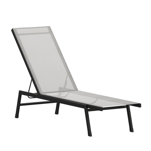 Flash Furniture JJ-LC326-BLK-GRY-GG Brazos 76" x 23.25" Gray Adjustable Chaise Lounge Chair