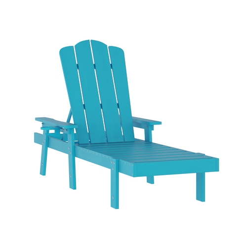 Flash Furniture LE-HMP-070-01-BL-GG Sonora 69.75" x 27.5" Blue HDPE Lounger Chair w/ Cup Holder