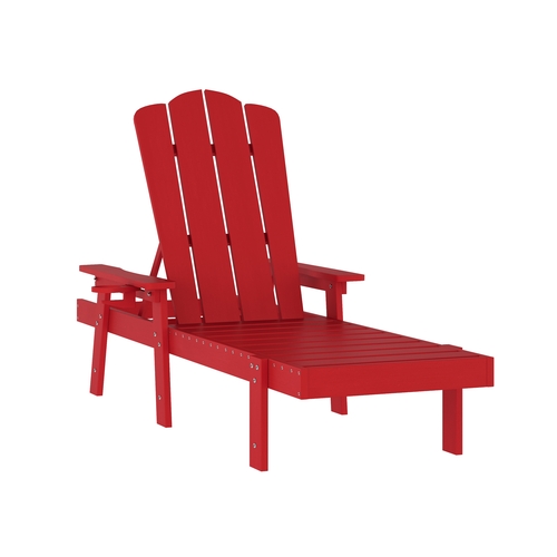 Flash Furniture LE-HMP-070-01-RED-GG Sonora 69.75" x 27.5" Red HDPE Lounger Chair w/ Cup Holder