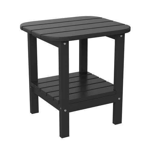 Flash Furniture LE-HMP-1035-1517H-BK-GG Newport 17" x 14.5" Black HDPE 2-Tier Side Table 