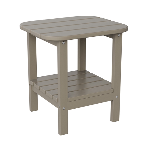 Flash Furniture LE-HMP-1035-1517H-BR-GG Newport 17" x 14.5" Brown HDPE 2-Tier Side Table