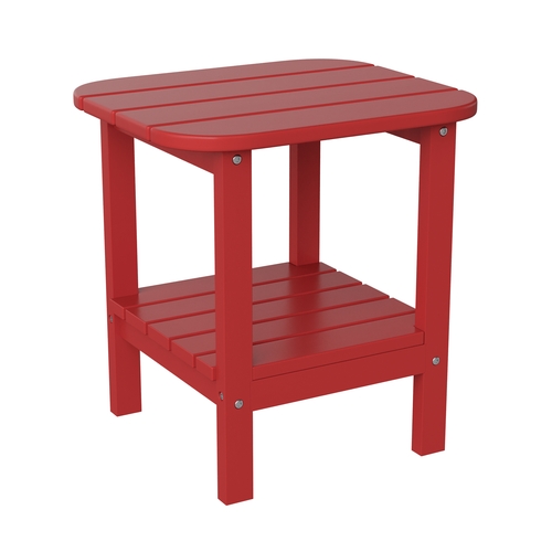 Flash Furniture LE-HMP-1035-1517H-RD-GG Newport 17" x 14.5" Red HDPE 2-Tier Side Table