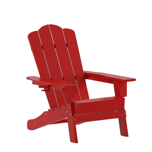 Flash Furniture LE-HMP-1044-10-RD-GG Newport 32" x 29.25" Red HDPE Patio Chair w/ Cup Holder