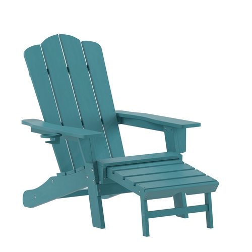 Flash Furniture LE-HMP-1044-110-BL-GG Newport 47.25" x 33.75" Blue HDPE Patio Chair w/ Cup Holder