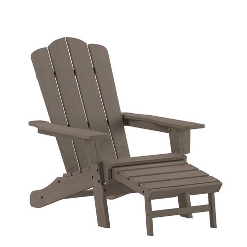 Flash Furniture LE-HMP-1044-110-BR-GG Newport 47.25" x 33.75" Brown HDPE Patio Chair w/ Cup Holder
