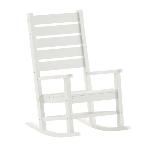 Flash Furniture LE-HMP-2002-110-WT-GG Manchester 33.5" x 32.75" White HDPE High Back Rocking Chair