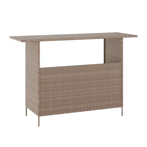 Flash Furniture LTS-0165-BR-GG Marco 54"x 18" Brown Wicker Patio Counter Table w/ 2 Shelves