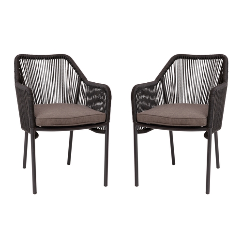 Flash Furniture SDA-AD892006-BK-2-GG Kallie 22" x 27" Black & Gray Woven Patio Chair - 2 Each