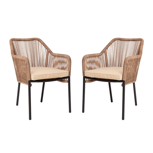 Flash Furniture SDA-AD892006-NAT-2-GG Kallie 22" x 27" Ivory Woven Patio Chair - 2 Each