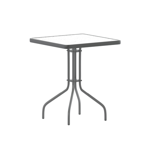 Flash Furniture TLH-073A-1-SV-GG Barker 23.5" x 23.5" Silver Metal Base Patio Table