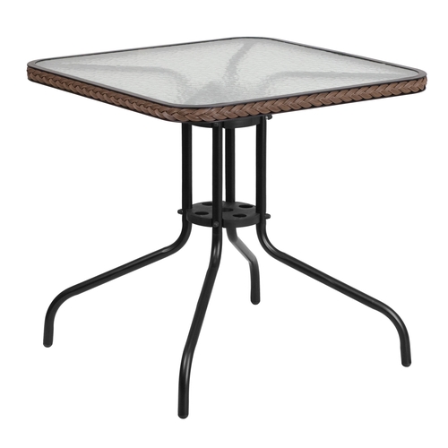 Flash Furniture TLH-073R-DK-BN-GG Barker 28" x 28" Dark Brown Metal Base Patio Table