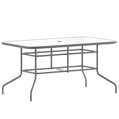 Flash Furniture TLH-089-SV-GG 55" x 31.5" Silver Metal Patio Table w/ 5mm Glass Top