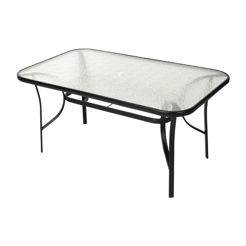 Flash Furniture TLH-SC-094L-BLK-GG Tory 59" x 35" Black Metal Frame Patio Table w/ Glass Top